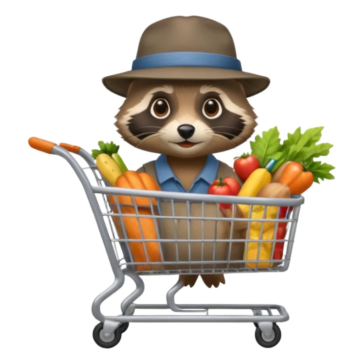 Hobo raccoon grocery shopping sticker