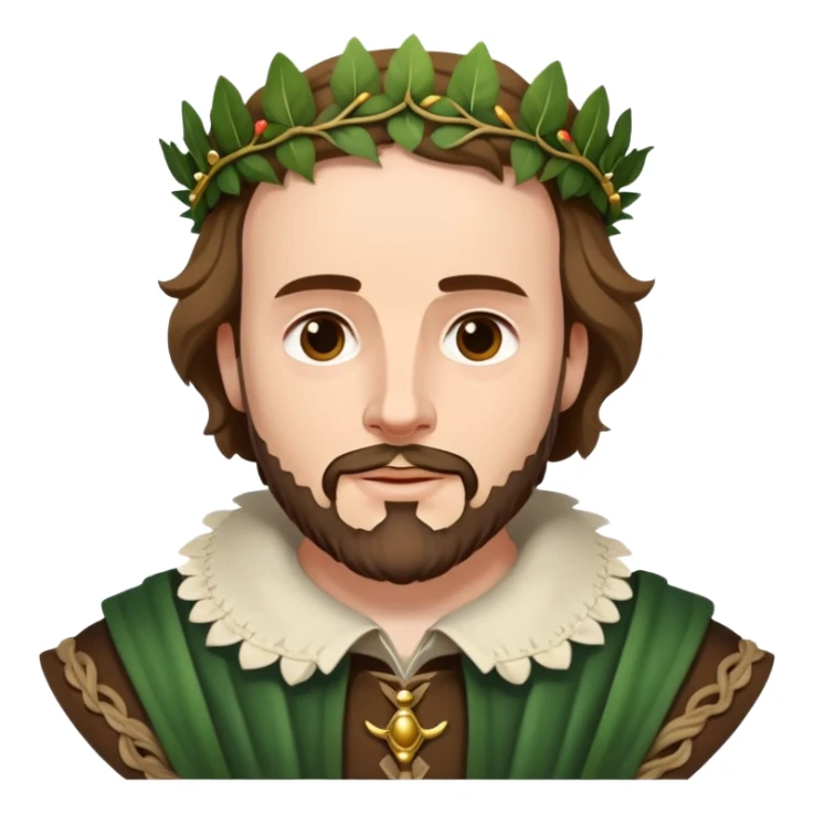 Shakespeare wearing a laurel wreath crown as the Bard sticker