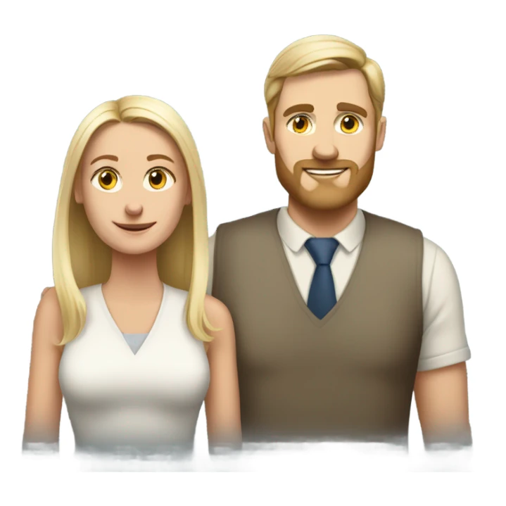 Norwegian couple tall guy short girl full length portrait  sticker