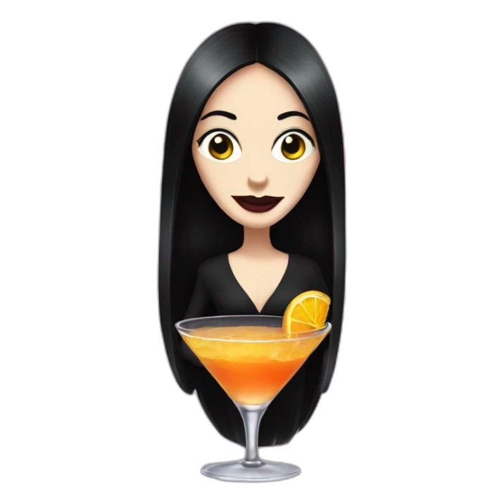 Morticia adams bebendo  cocktail sticker