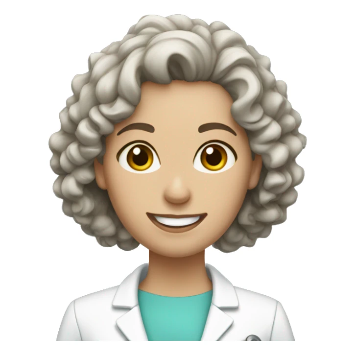 Dentist white woman curly brown hair  sticker