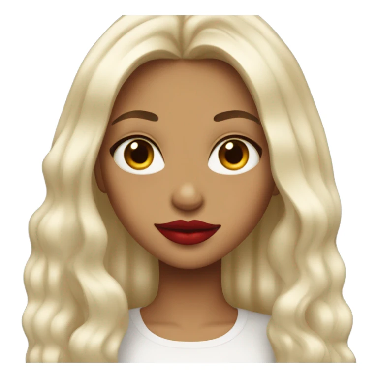 tan girl with long platinum hair and red lips sticker