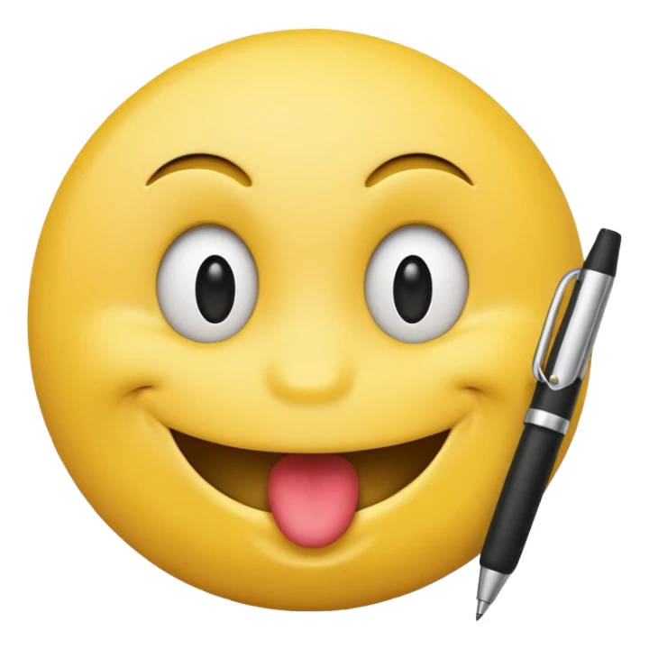 A smiley with a pen in his mouth  sticker