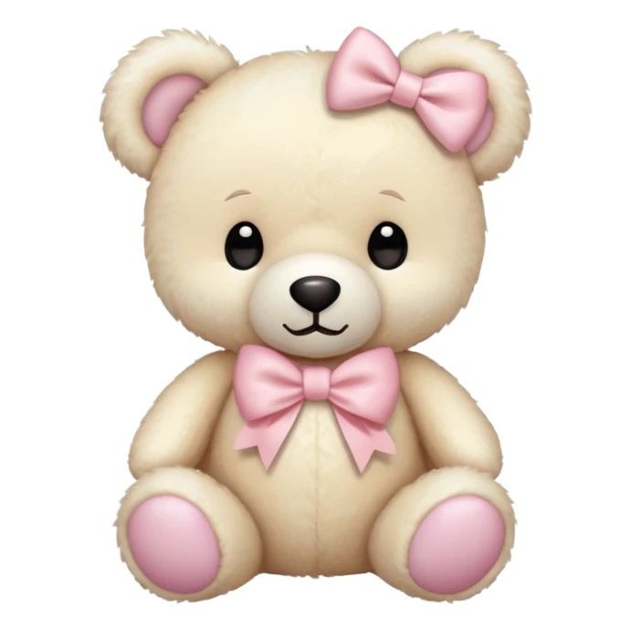 cream colored teddy bear with pastel pink bow sticker