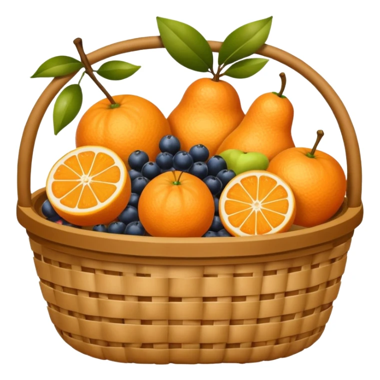 Orange plaid lining basket with both food, drink and fruits sticker