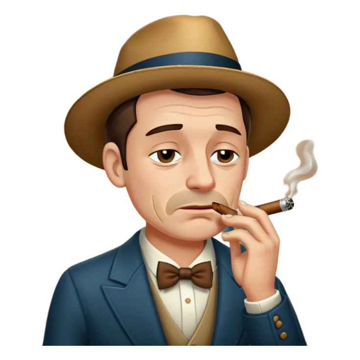 1890’s old fashioned fella wearing elegant clothes crying while smoking a cigar sticker