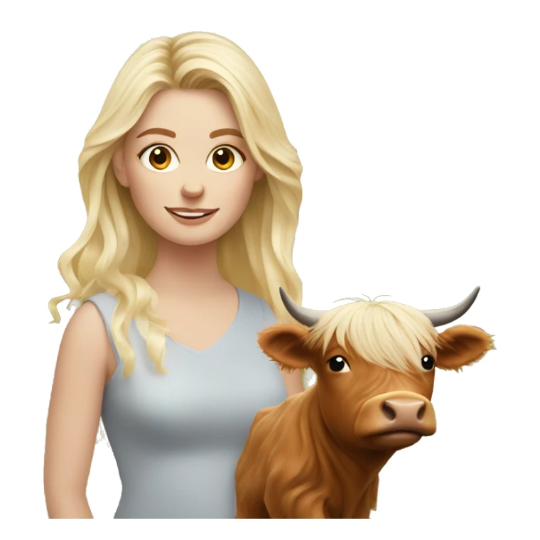 Blonde female with baby highland cow sticker