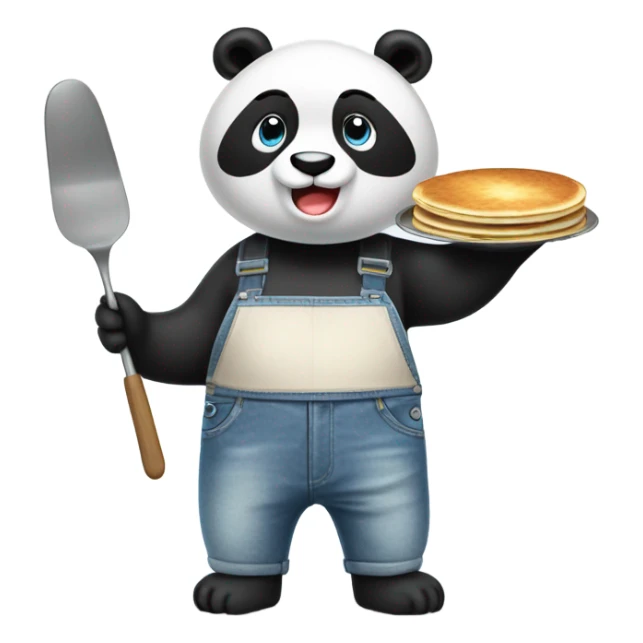Panda cooking pancakes wearing baggy Jean shorts  sticker