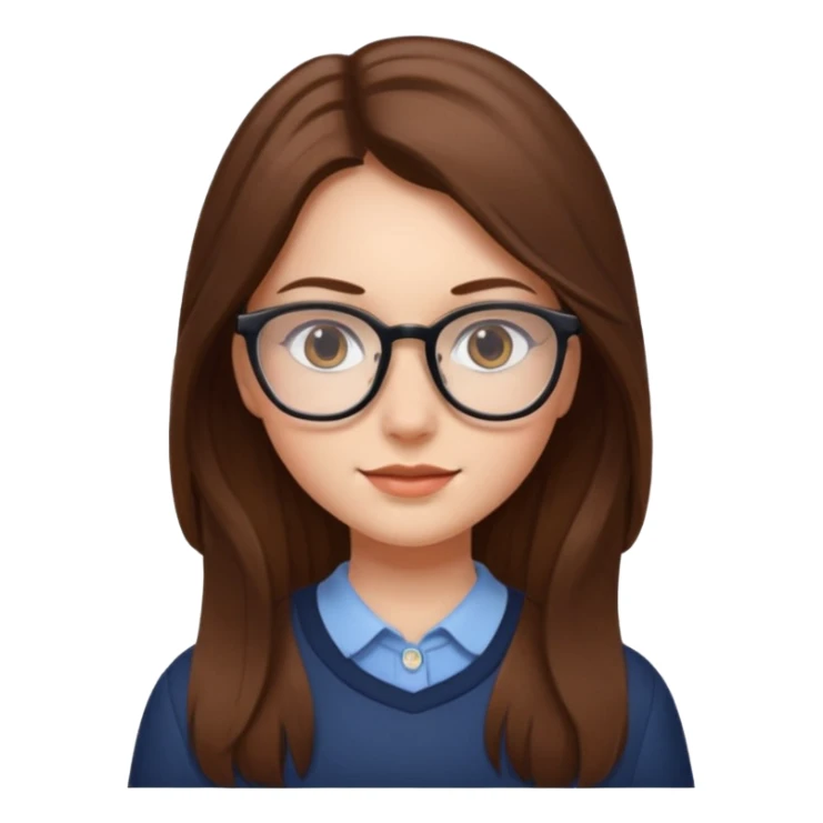 Girl with glasses and long brown hair sticker