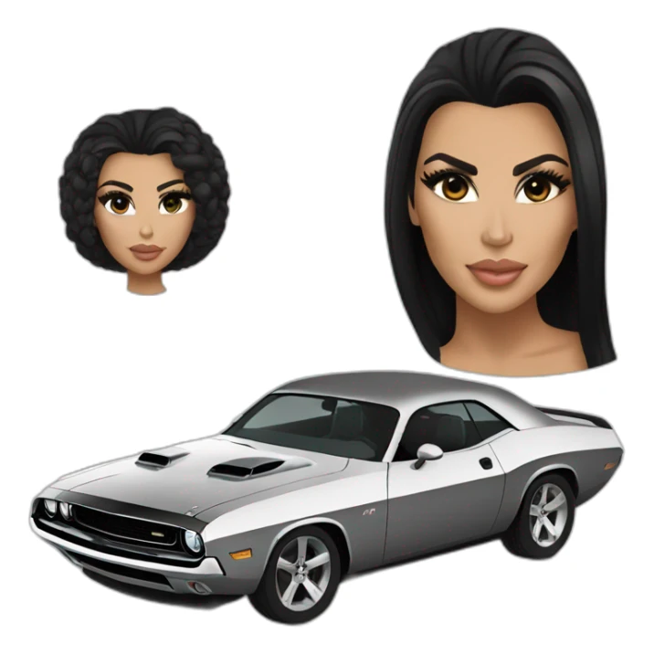 Kim kardashian driving a Dodge challenger sticker