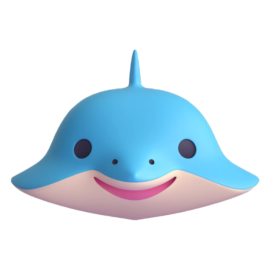 minimalist stingray, rounded shapes, gentle smile sticker