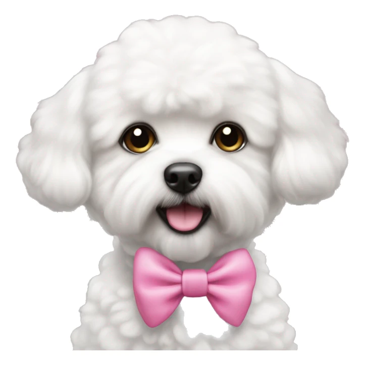 Bichon frise with pink bow on had sticker