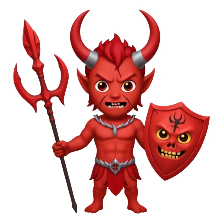 satan emoji holding a trident. make him red and scary sticker