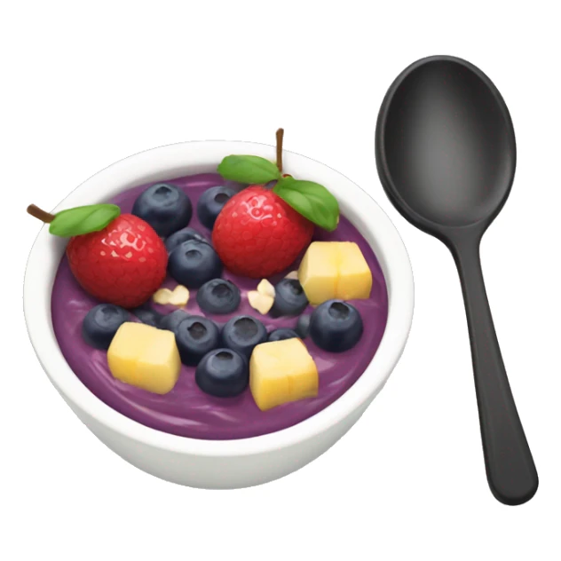 Creamy açaí bowl with fruits and spoon sticker
