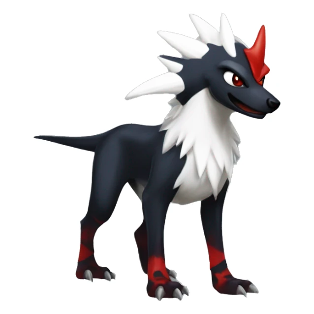 Black Cool Edgy Nargacuga-Houndoom-Garchomp-Absol Fakémon  with White and Red Edgy markings sticker