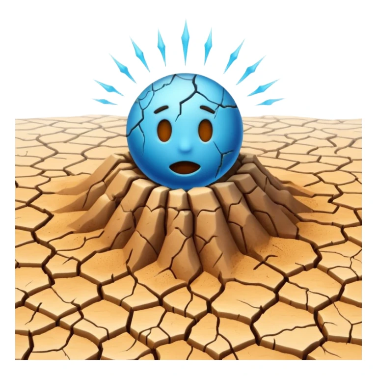 3D render of Drought Crack, miniature weather phenomenon, volumetric particle effects, parched brown earth ground texture, elemental energy, emoji style, isolated on white background --v 6.0. sticker