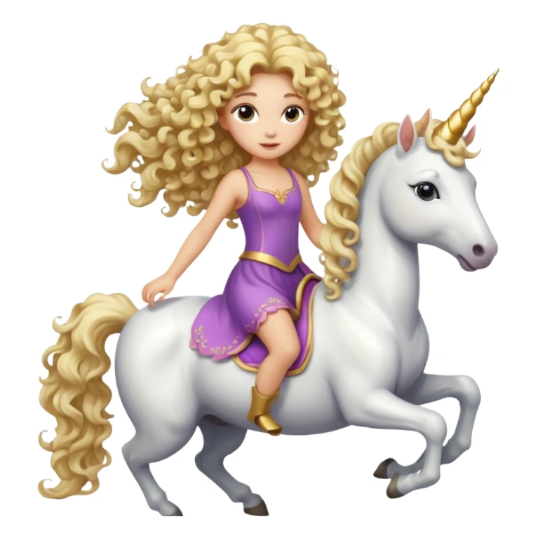 Blonde curly haired girl on unicorn sticker