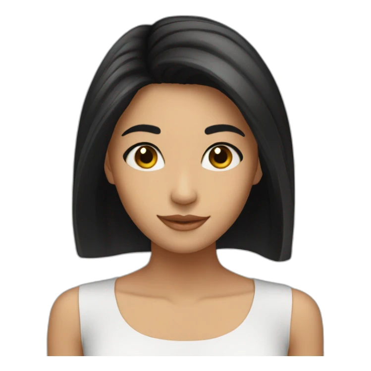 girl with black hair and brown eyes happy sticker