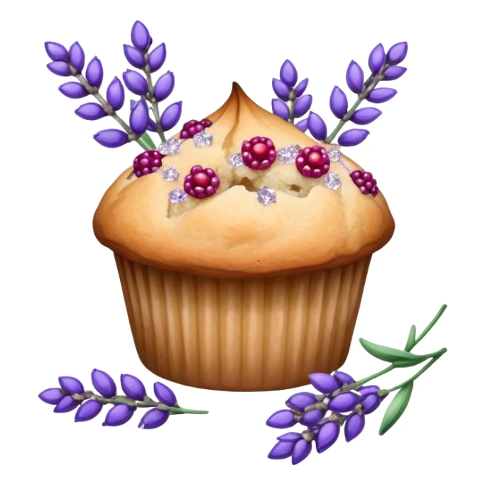 Lavender flower sprig muffin with berry and sugar crystals sticker