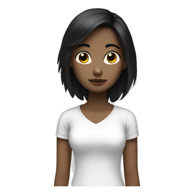 Girl with black hair white skin thinking sticker