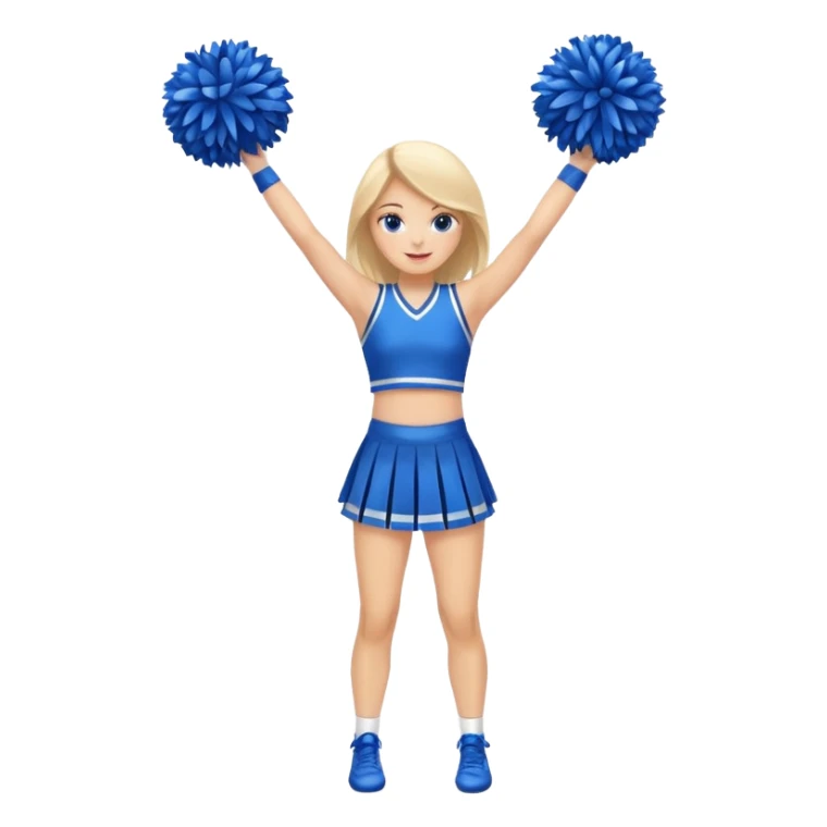 give me a full-length cheerleader with blue pom poms  sticker