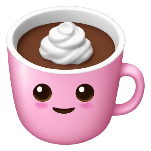 Hot chocolate with mash mellow in a pink cup  sticker