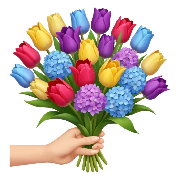 tulip, hyacinth and hydrangeas boquet in one hand held boquet  sticker