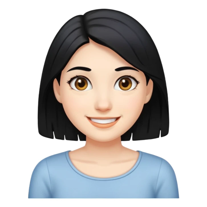 smiling girl with black hair sticker