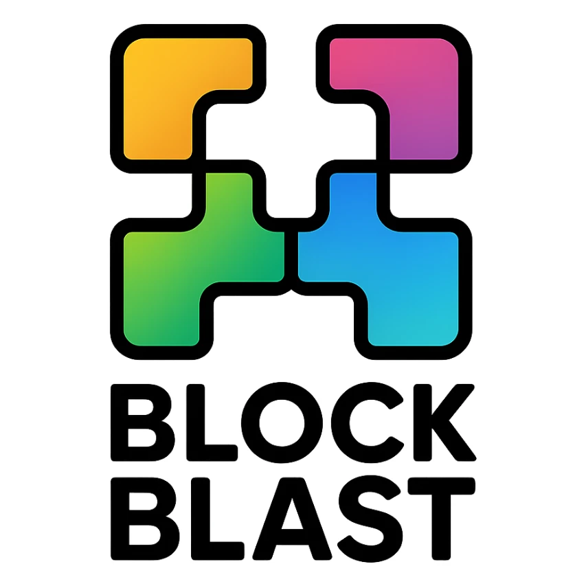 modern emblem for Block Blast, interlocking blocks, sense of energy, gradient colors sticker