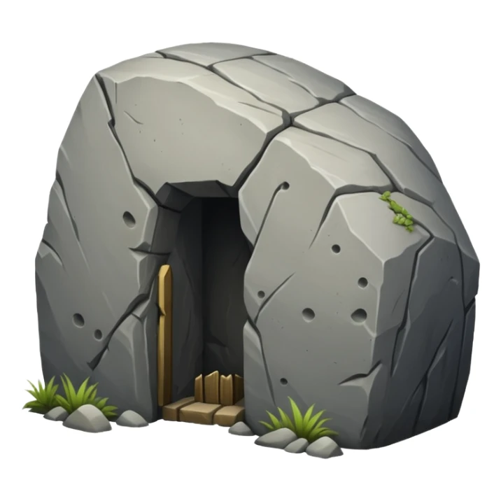 A boulder sealing the entrance to a tomb sticker