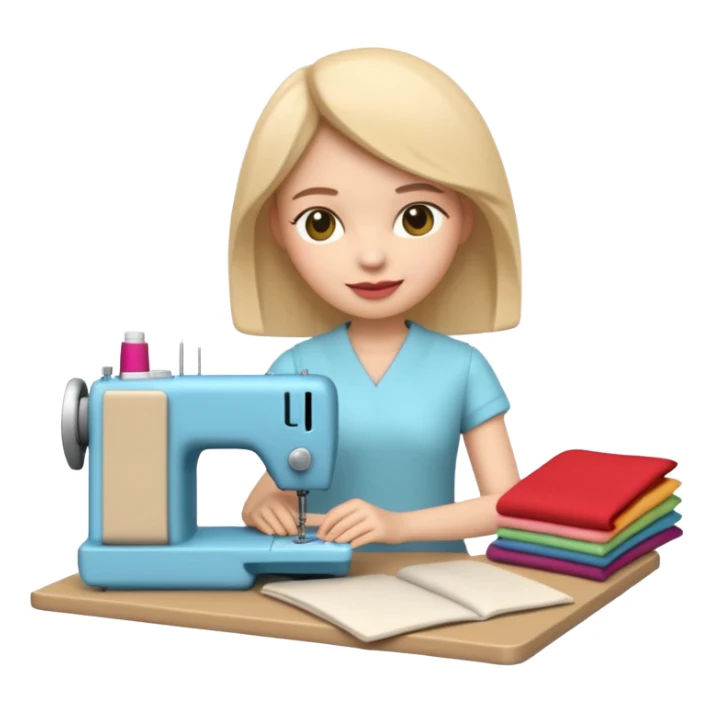 A 3D emoji with a apple Memoji style that the depicts a person who is learning to become a fashion designer as her highchool extended profile. She is young in a highschool age. She has items that are familiar with this job in the field sticker