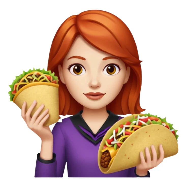 A red head girl with Taco Bell  sticker