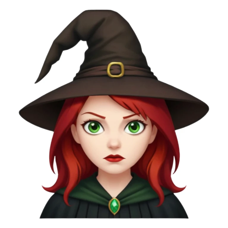 Dark blood Red haired witch. Green eyes annoyed. Sexy attitude. sticker
