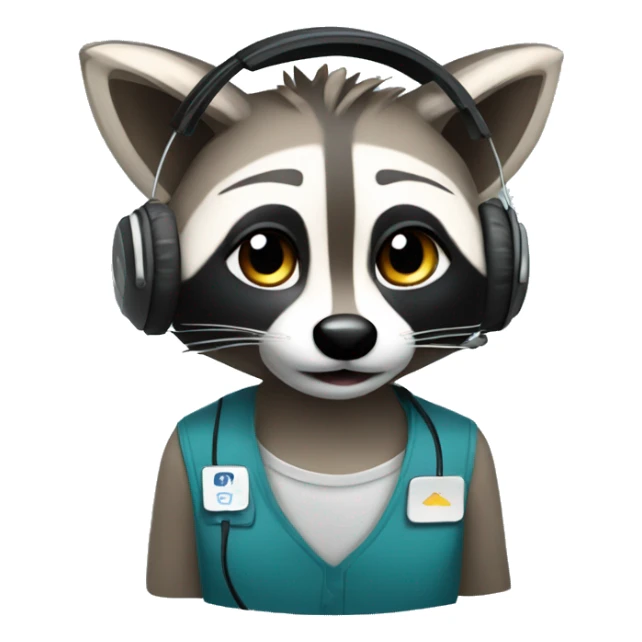 raccoon contact center agent with headset sticker