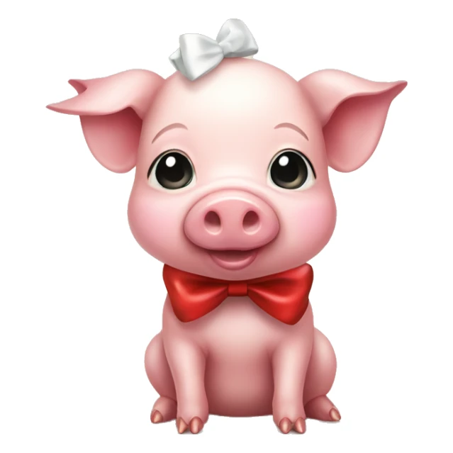 cute baby pig with a christmas bow sticker