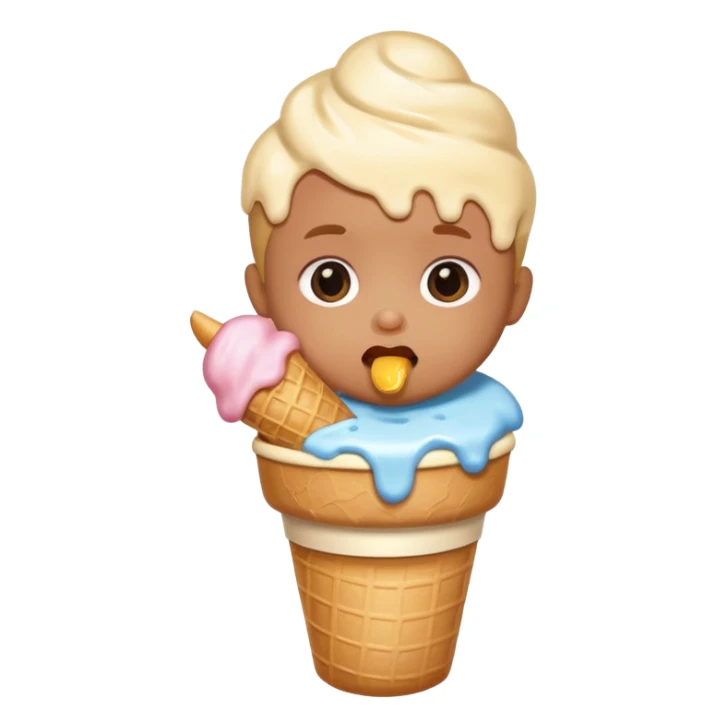 Baby eating ice cream sticker