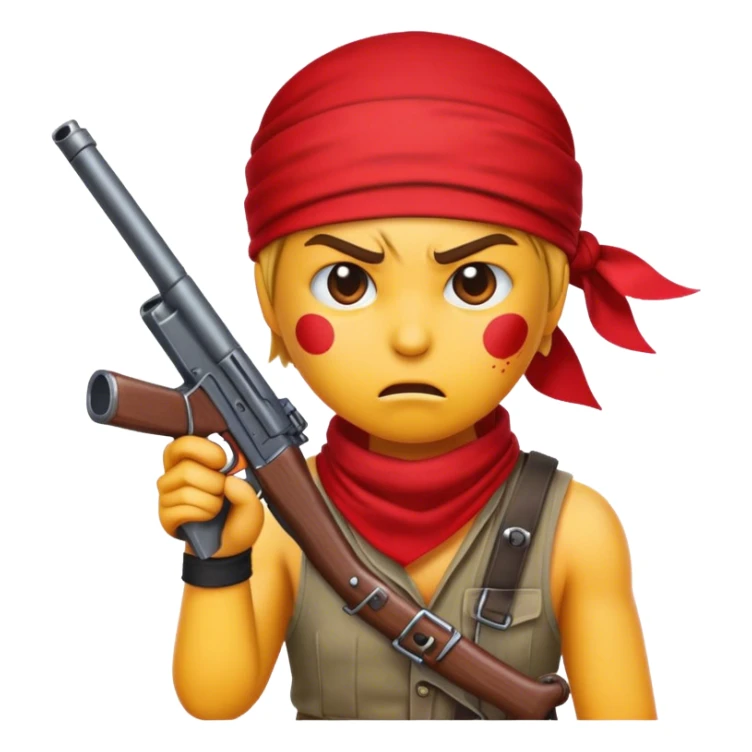 Anger emoji with a redbandana and a rpg gun sticker