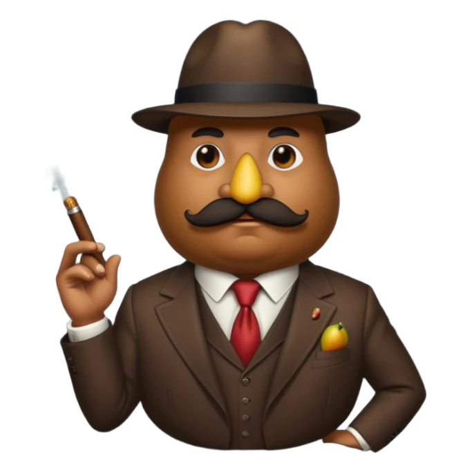 birne verkleidet als mafia boss mit geischt  sticker