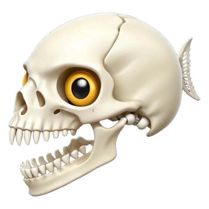 Piranha skeleton black and white emoji sticker