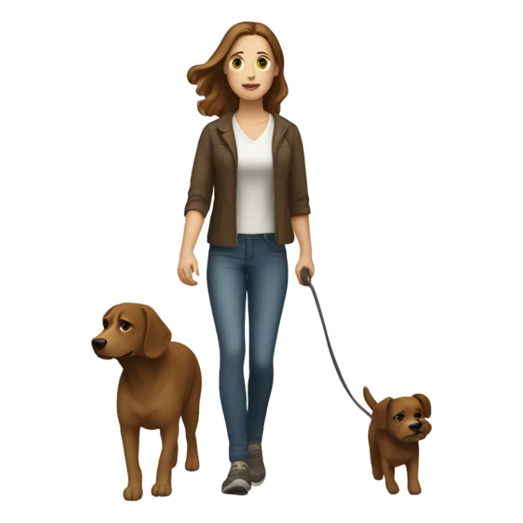 White woman with brown hair walking brown  sticker