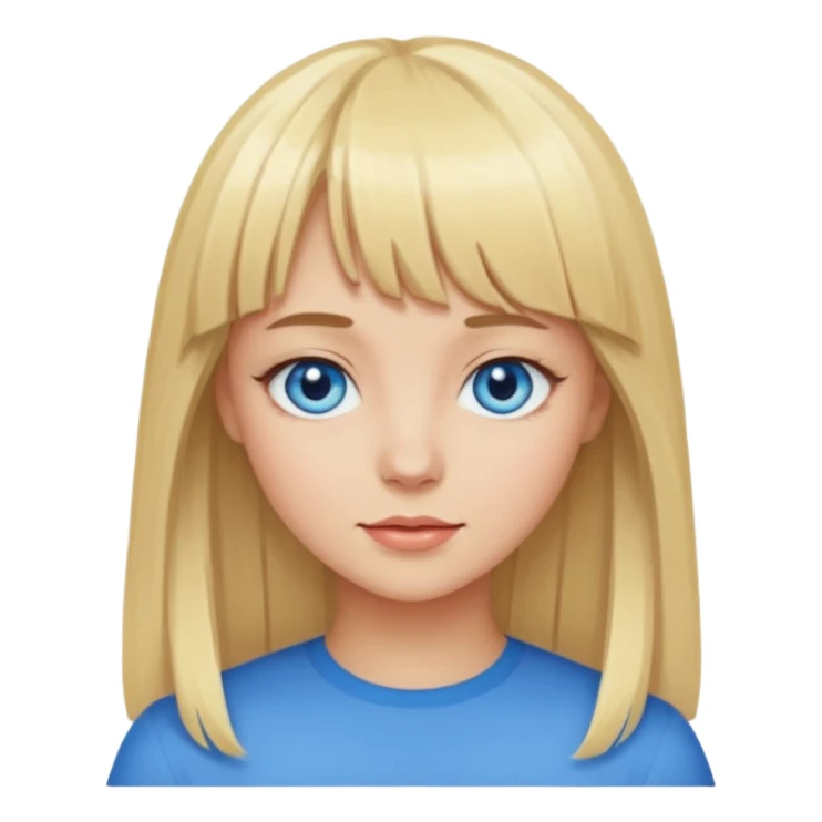 Blonde girl with bangs and blue eyes sticker