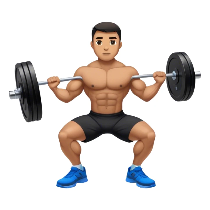 jacked man black clothes blue shoes barbell squats sticker