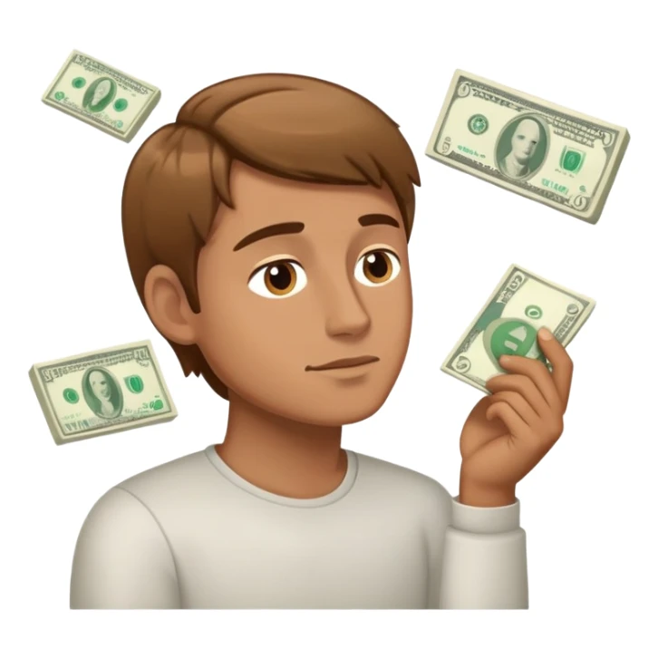 Light brown hair man dreaming about money  sticker