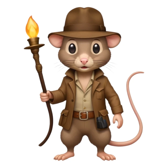 🐀 full body rat wearing Indiana jones hat sticker