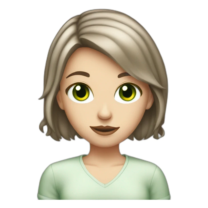 White girl with green eyes and Marron hair scrolling phone sticker