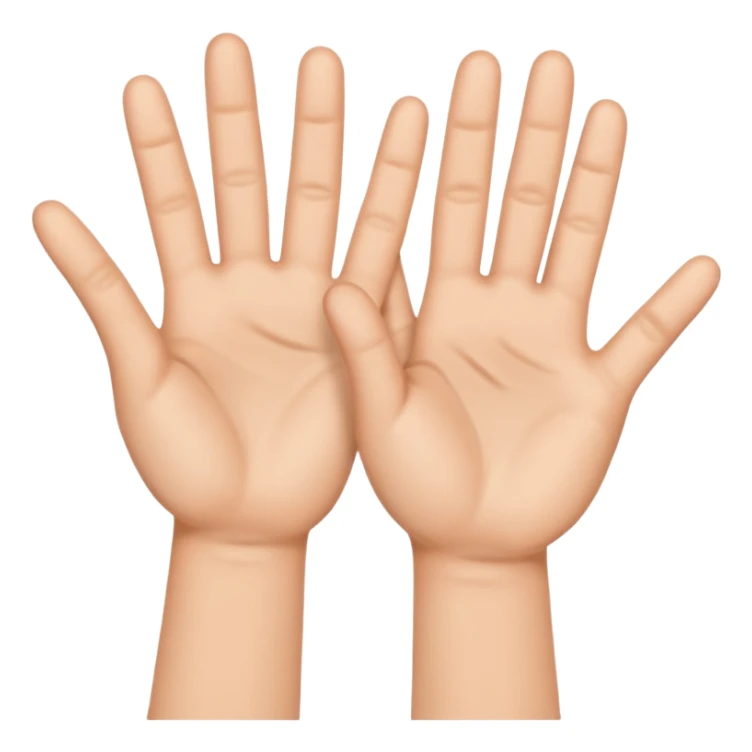 create emoji, 3 hands, 2 with 5 fingers extended, one with 4 fingers sticker