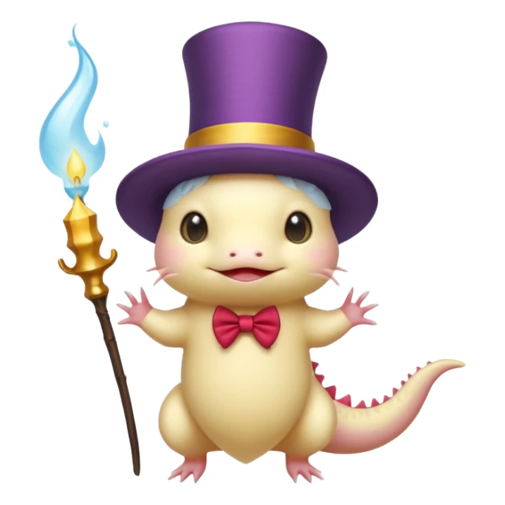 light yellow axolotl with magician hat sticker