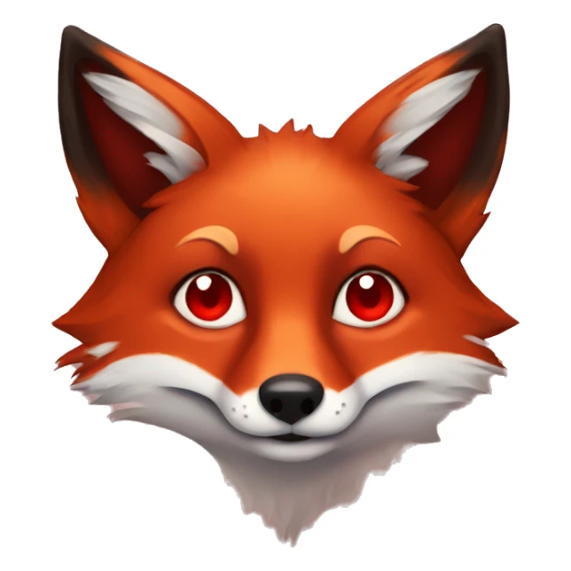 dark red fox face with tiny red heart instead of eyes sticker