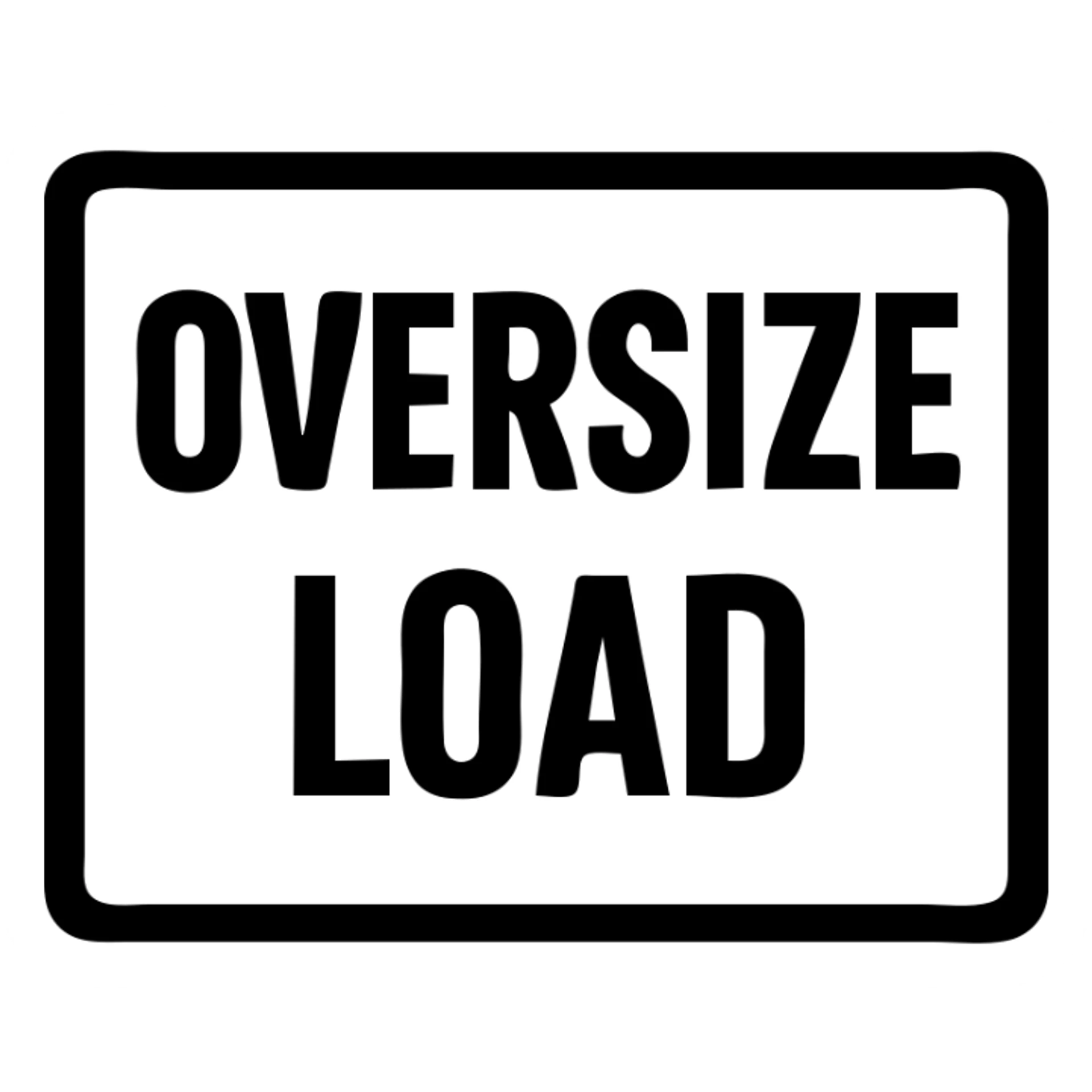 simple clear OVERSIZE LOAD road sign, black text on yellow, no border, icon style sticker