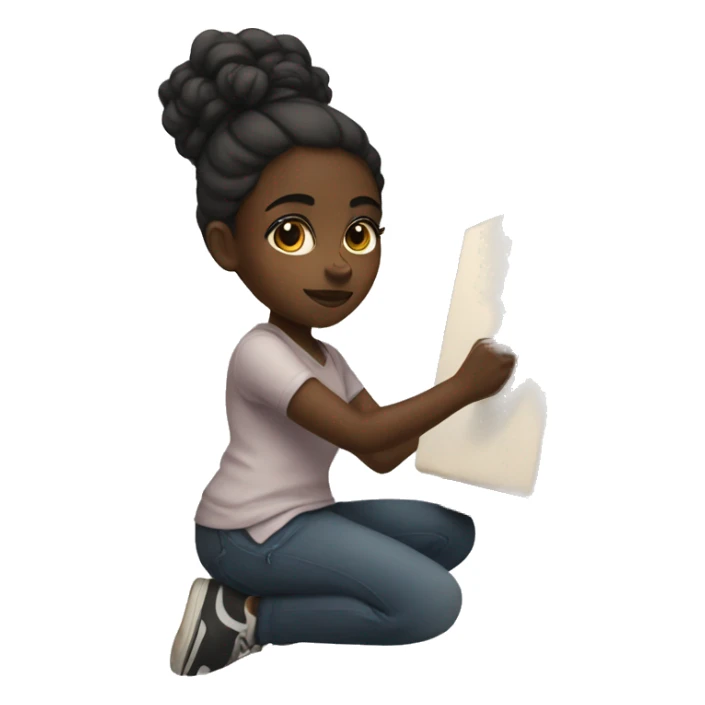 black girl painting a canvas  sticker